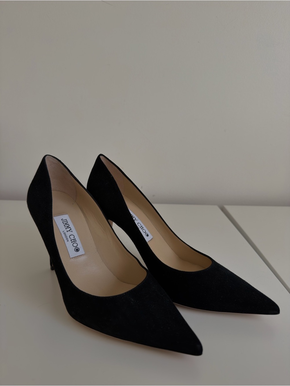 Jimmy Choo Black Suede Pointed Pumps - Picture 1 of 4